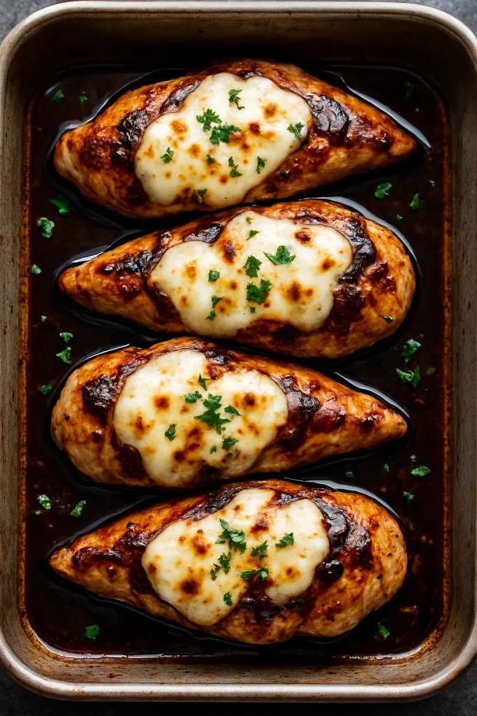 Balsamic Baked Chicken Breast with Mozzarella Cheese