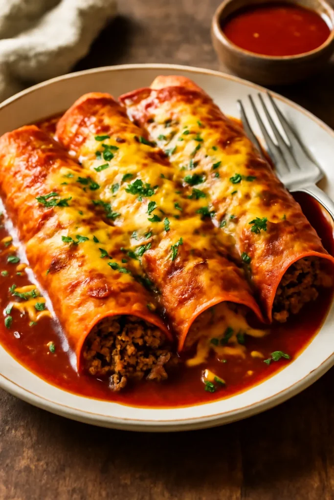Beef Enchiladas with Red Sauce