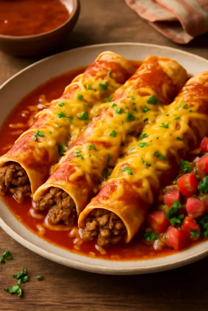 Beef and Cheese Mexican Enchiladas
