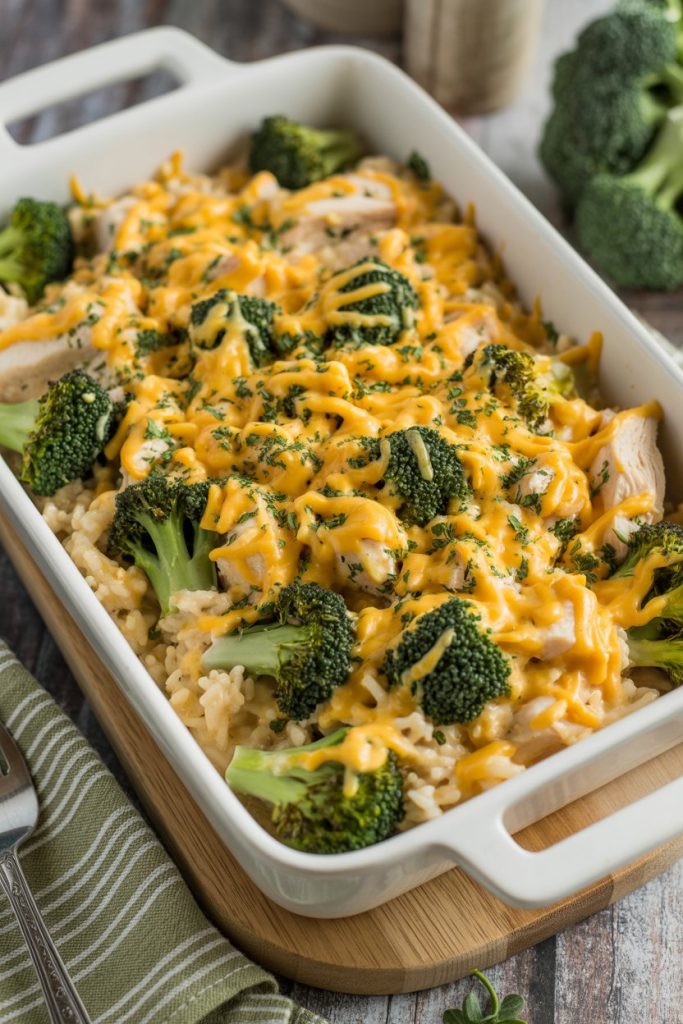 Broccoli Cheddar Chicken and Rice Casserole