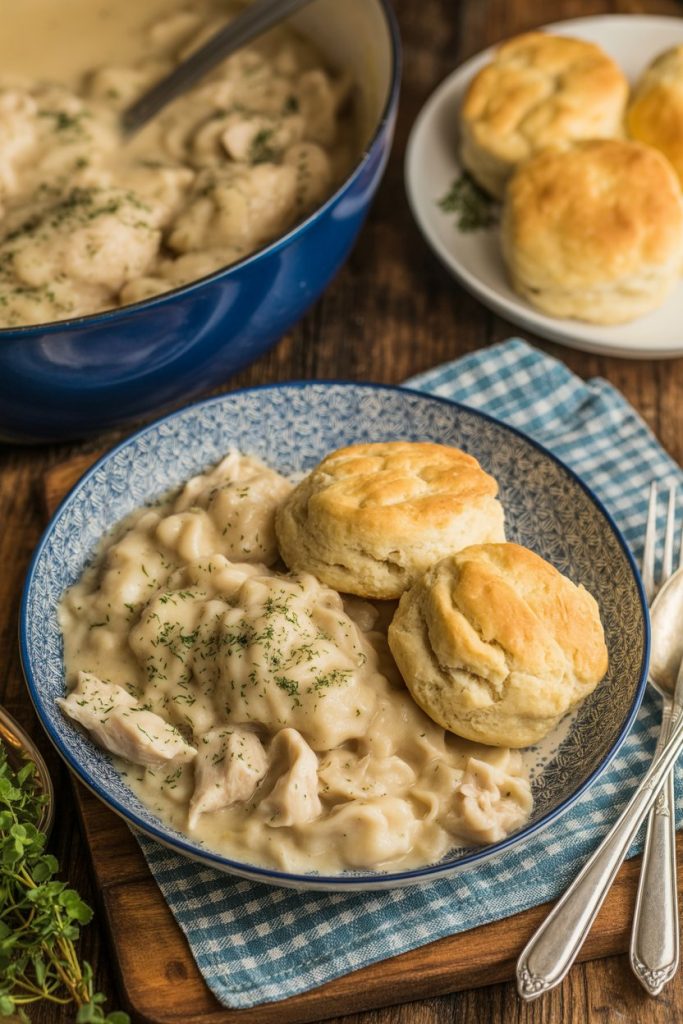 Chicken and Dumplings with Biscuits