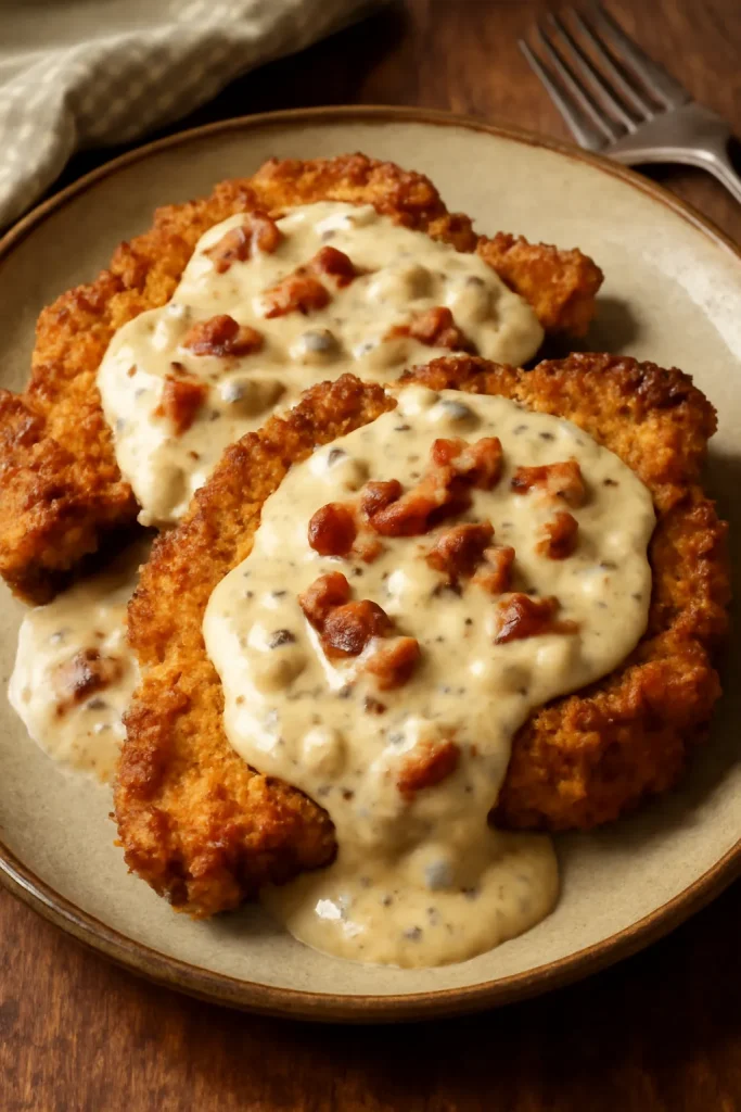 Country Fried Pork Chops with Bacon Gravy