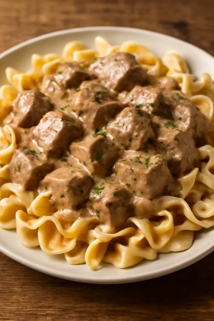 Creamy Beef Tips with Egg Noodles