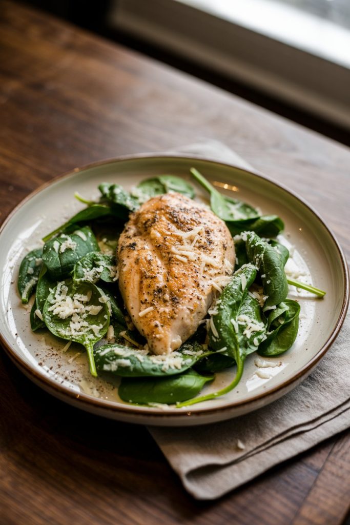 Creamy Chicken Breast in Spinach Parmesan Sauce