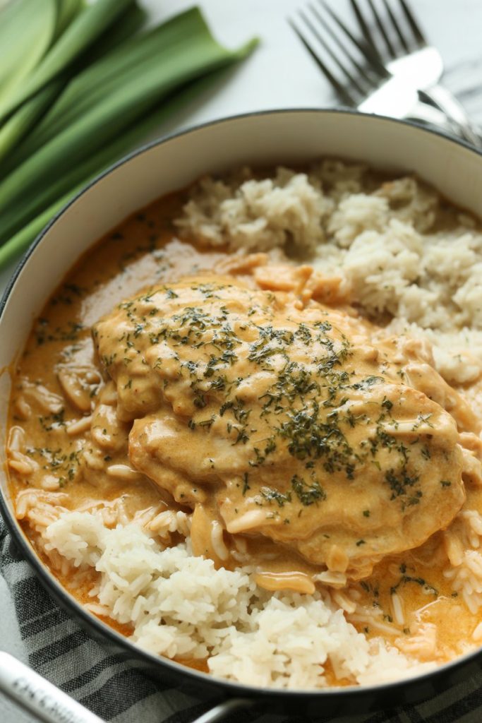 Creamy Smothered Chicken and Rice