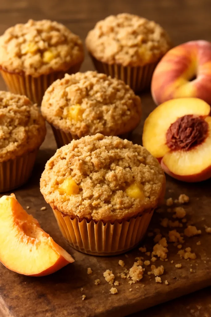 Fresh Peach Crumb Muffins