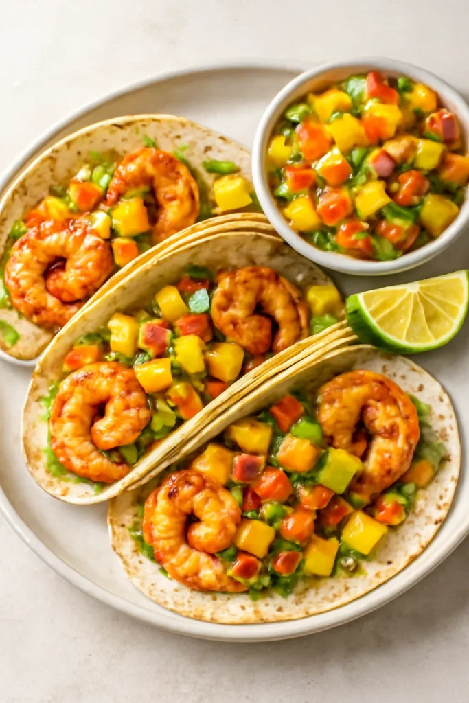 Grilled Shrimp Tacos With Mango Salsa