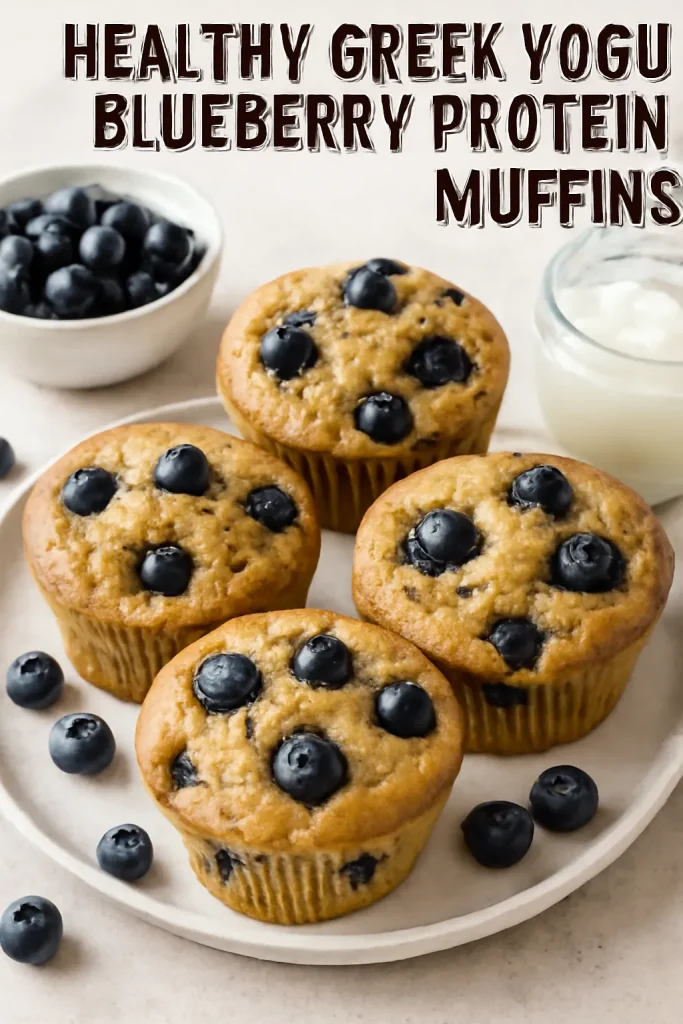 Healthy Greek Yogurt Blueberry Protein Muffins