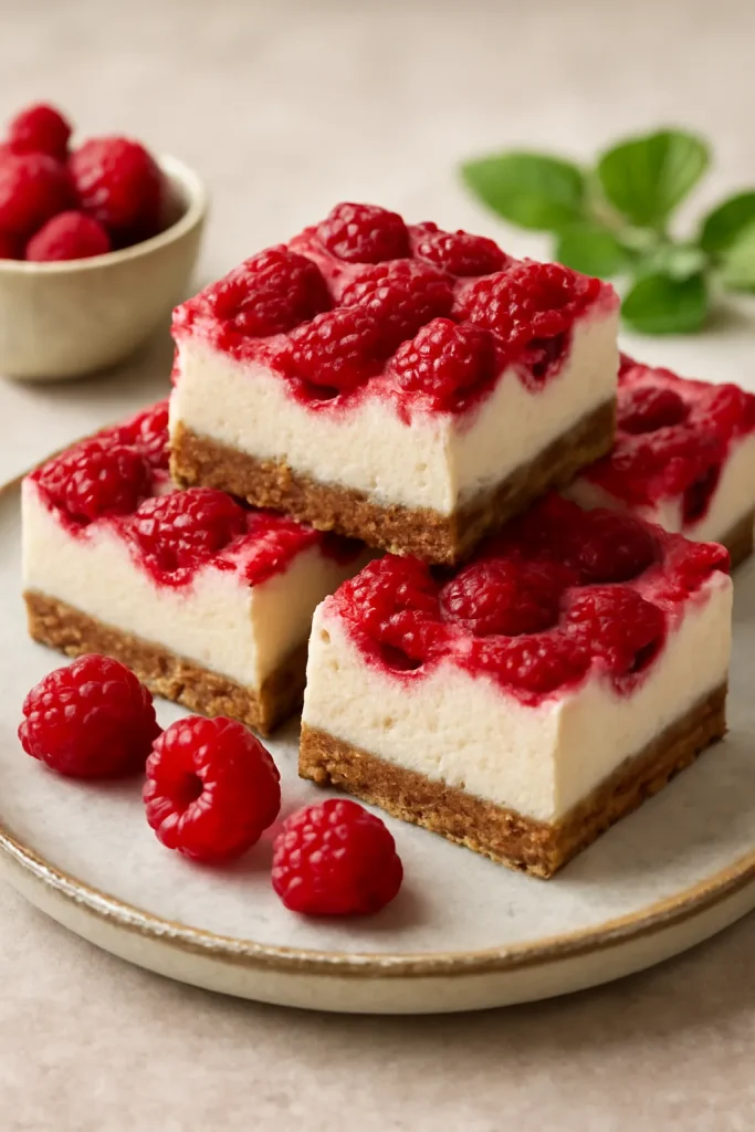 Healthy Raspberry Cheesecake Bars