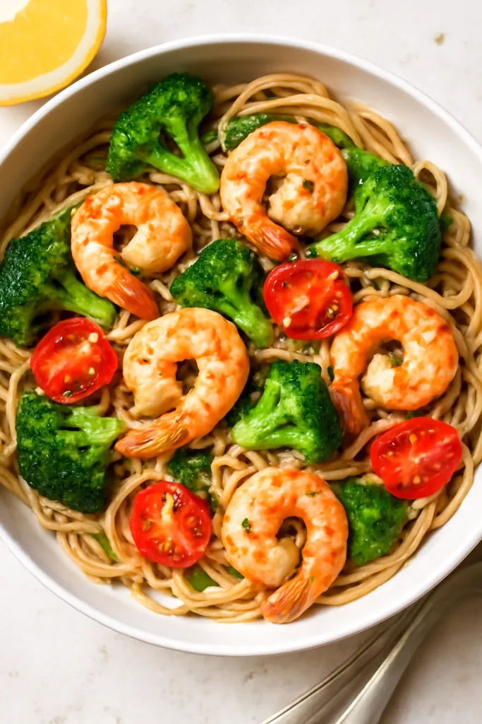 Healthy Shrimp Scampi Linguine