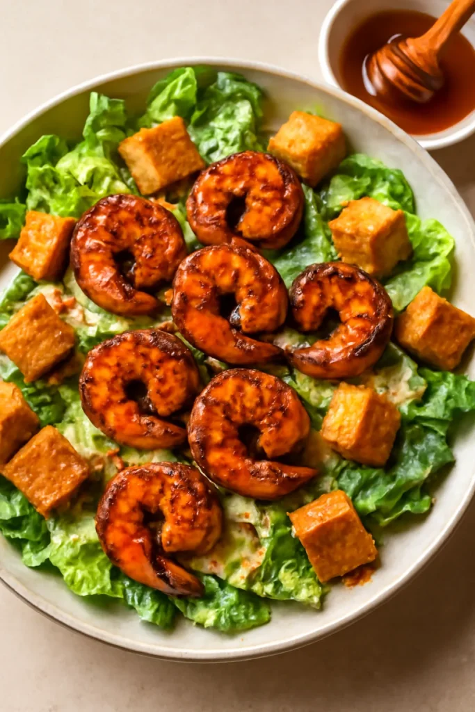 Hot Honey Blackened Shrimp Caesar Salad