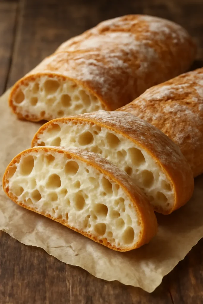 No Knead Ciabatta with a Light and Airy Crumb