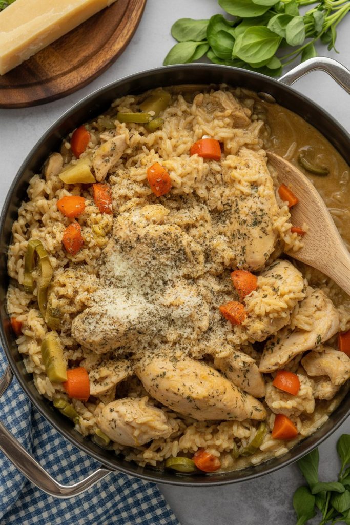 One-Pot Chicken & Rice with Italian Seasoning Parmesan