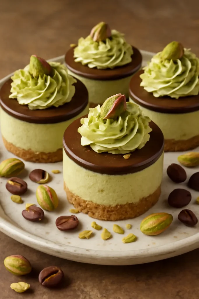 Pistachio and Coffee Mini Cheesecakes