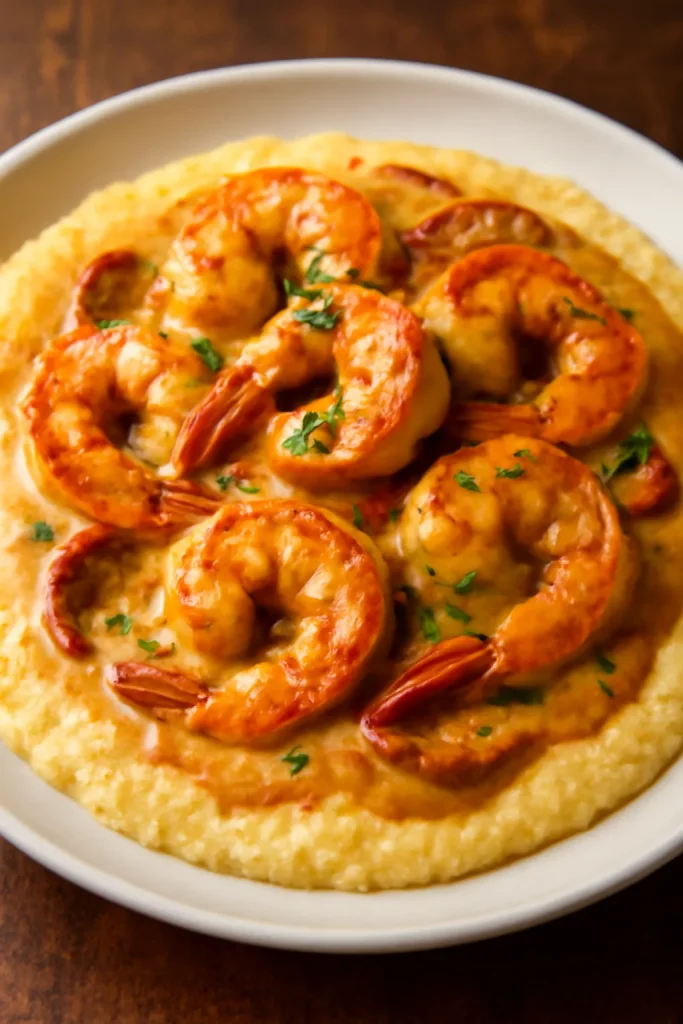 Shrimp and Grits with a Cajun Cream Sauce