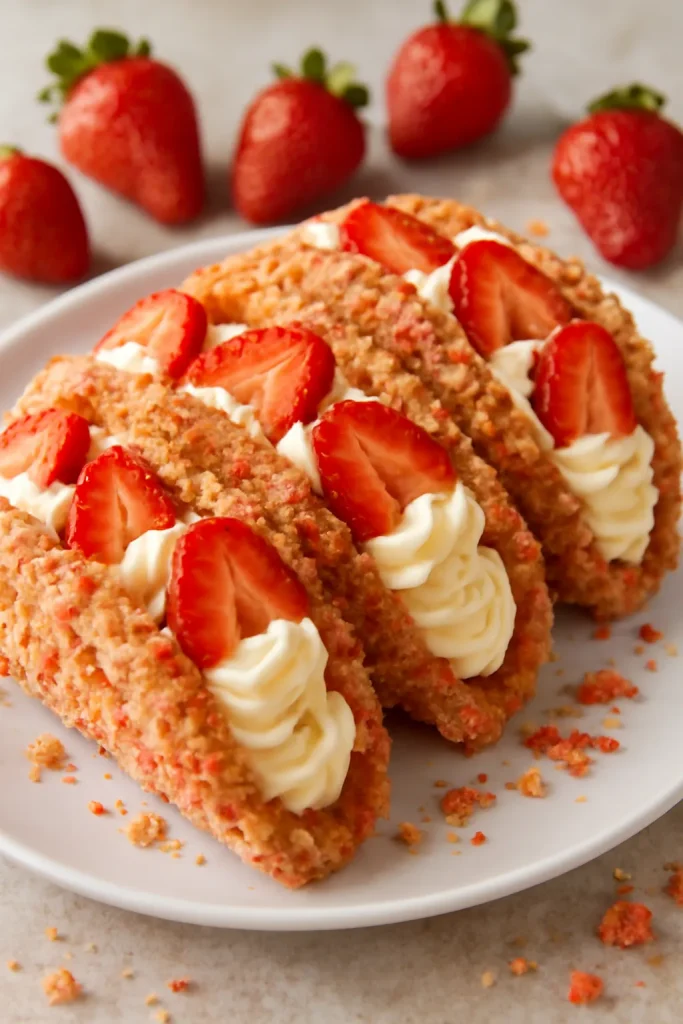 Strawberry Crunch Cheesecake Tacos