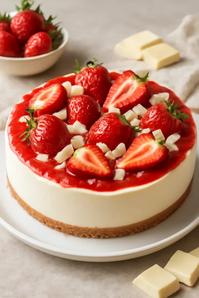 White Chocolate Strawberry Cheesecake